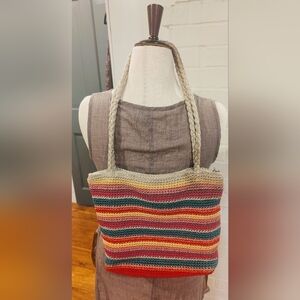 the SAK collection Rainbow Colored Crocheted Shoulder Bag